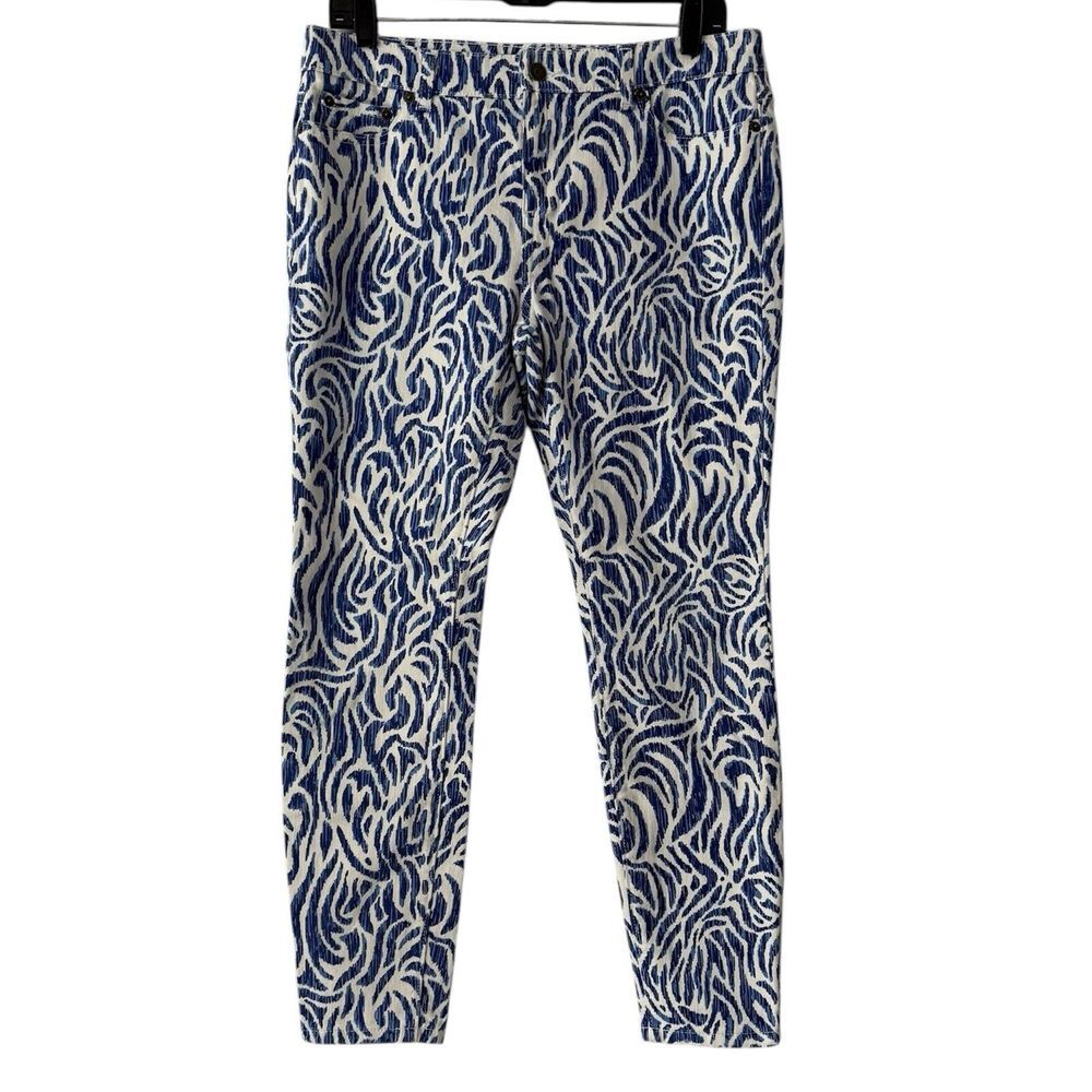 Vineyard Vines Nautical Zebra Print Skinny Jeans Women's Size 4 Blue White